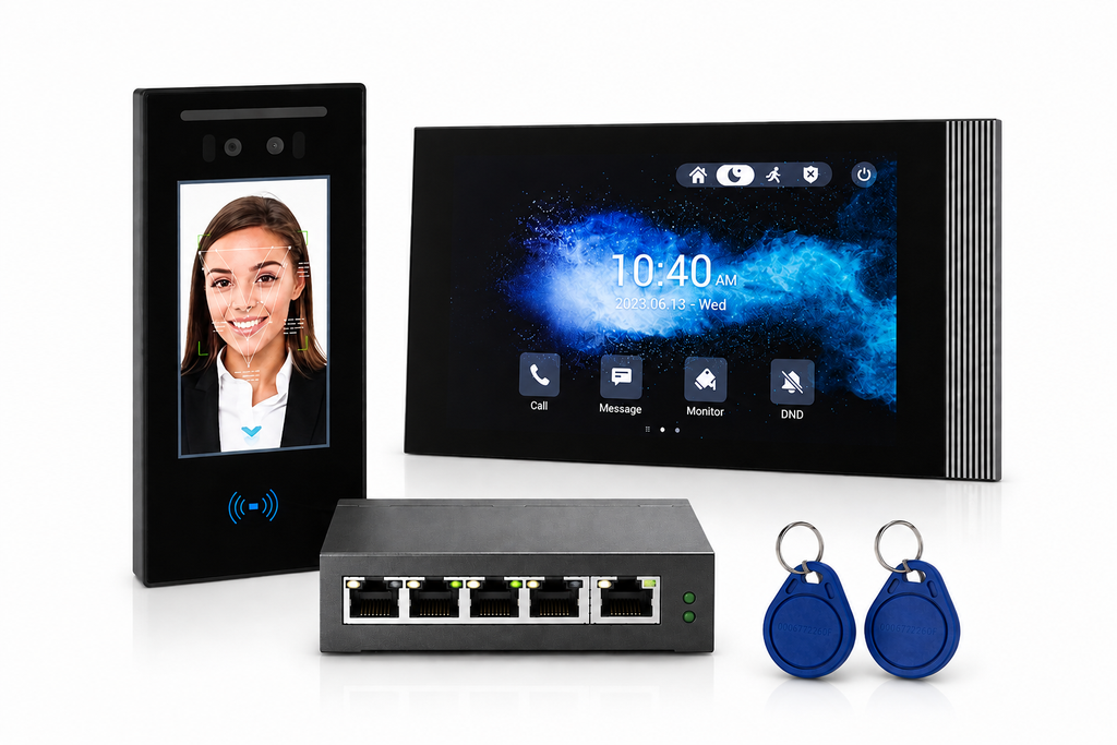 VISION ONE | Complete Video-intercomkit | Touchscreen | Codeklavier | QR-code- & badgelezer | Gezichtsherkenning