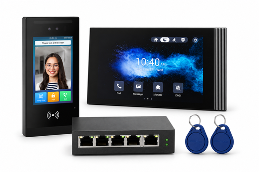 [AK-V-201] VISION PRO | Complete Video-intercomkit | 7" Touchscreen I Codeklavier | QR-code- & badgelezer | Gezichtsherkenning 